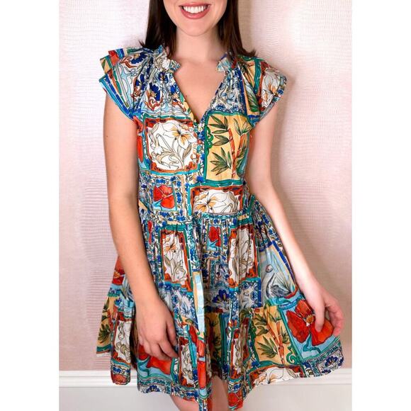 Anna Cate Aimee Floral Block Print Flutter Sleeve Mini Swing Dress Tuckernuck - Picture 6 of 8